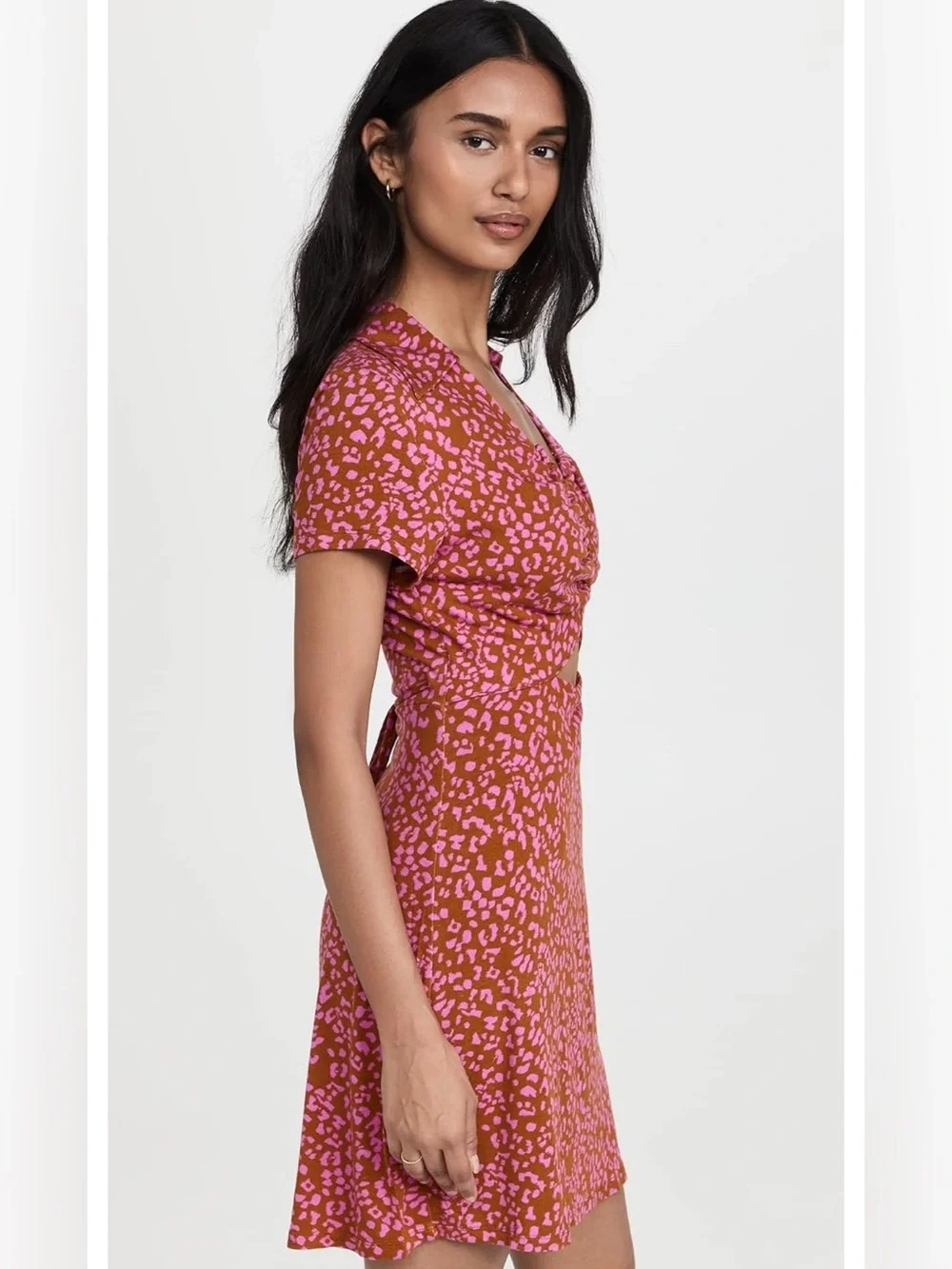 Free People Marsaille Mini Dress Rust Pink Cutout Ruched Size Large